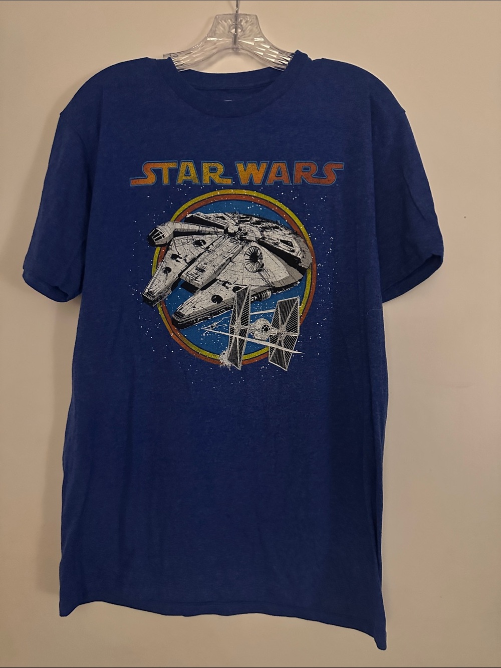 Star Wars Men's Royal Blue Graphic Tee with Millennium Falcon